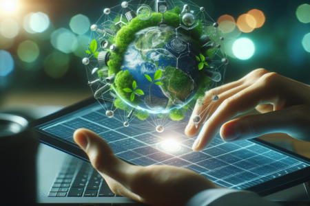 alt_text: Inovasi hijau dan teknologi cerdas membentuk masa depan berkelanjutan bumi.