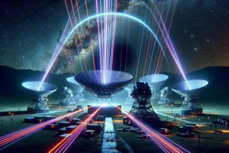 alt_text: "Penggaris Laser Kosmik untuk mengukur dan memotret lubang hitam dengan presisi."