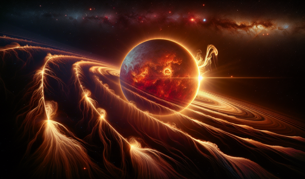 alt_text: Eksoplanet teramati menguap saat atmosfernya hilang akibat energi dari bintang terdekat.