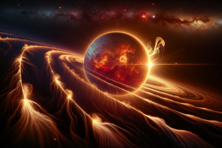 alt_text: Eksoplanet teramati menguap saat atmosfernya hilang akibat energi dari bintang terdekat.