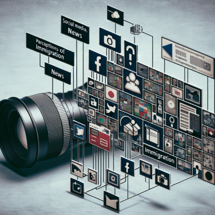 "alt_text": "Infografis hubungan media sosial, berita, dan persepsi terhadap imigrasi."