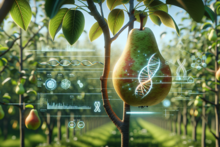 "alt_text": "Jejak genetika dalam domestikasi pir modern."