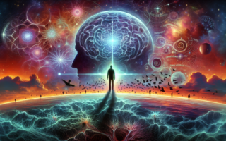 alt_text: Ilustrasi abstrak tentang kesadaran menjelang kematian, menampilkan cahaya dan bayangan.