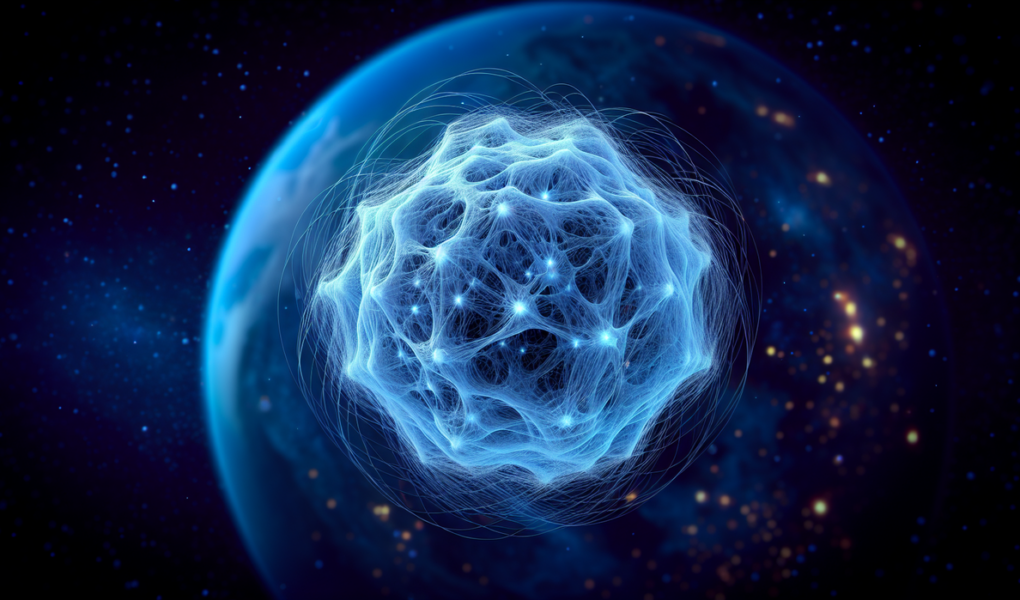 alt_text: Ilustrasi partikel neutrino, tak bermassa, menembus materi bumi tanpa hambatan.