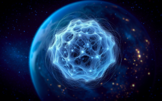 alt_text: Ilustrasi partikel neutrino, tak bermassa, menembus materi bumi tanpa hambatan.