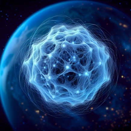 alt_text: Ilustrasi partikel neutrino, tak bermassa, menembus materi bumi tanpa hambatan.