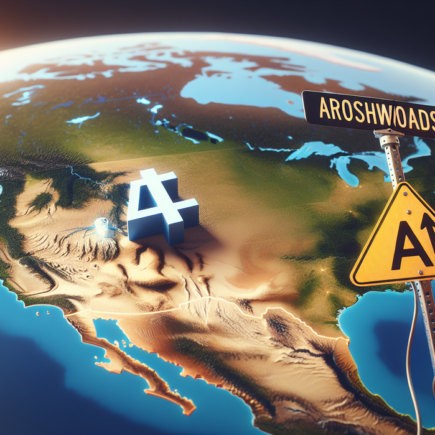 alt_text: "Peta Barat Laut AS, simbol AI dan tanda jalan, menggambarkan regulasi AI di wilayah tersebut."