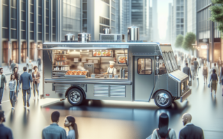 alt_text: Food truck modern dengan dapur stainless steel yang canggih dan bersih.