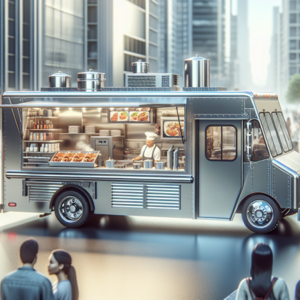 alt_text: Food truck modern dengan dapur stainless steel yang canggih dan bersih.