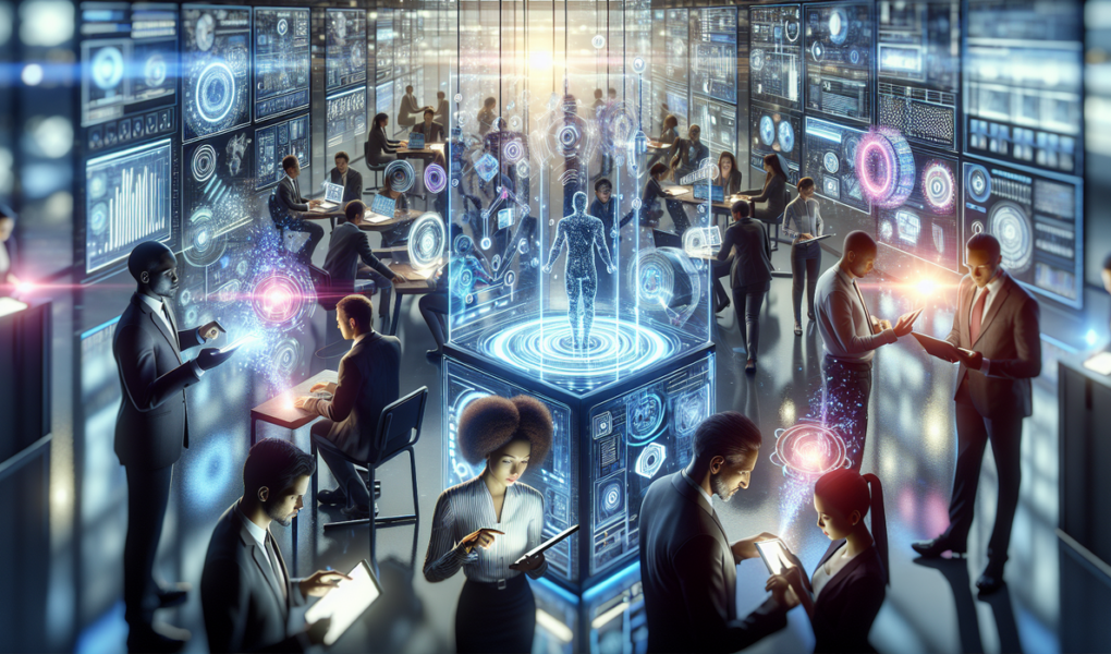 alt_text: Ilustrasi AI membentuk jembatan kepercayaan dengan manusia menggunakan simbol tangan berjabat.