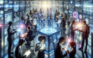 alt_text: Ilustrasi AI membentuk jembatan kepercayaan dengan manusia menggunakan simbol tangan berjabat.