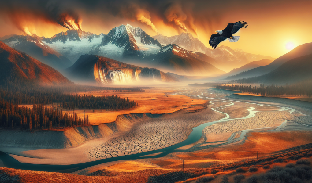 alt_text: Lanskap musim dingin kering di American West, menunjukkan dampak kekeringan pada ekosistem.