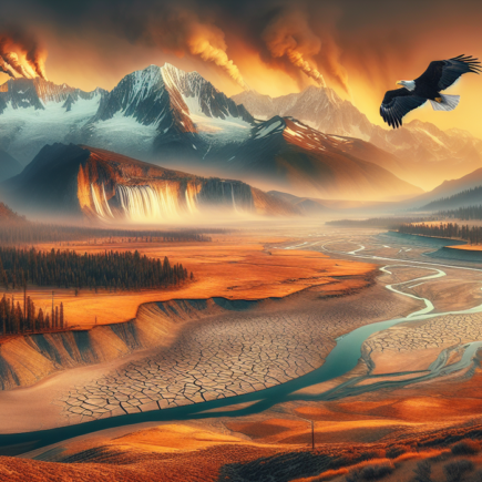 alt_text: Lanskap musim dingin kering di American West, menunjukkan dampak kekeringan pada ekosistem.