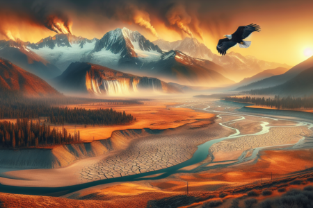 alt_text: Lanskap musim dingin kering di American West, menunjukkan dampak kekeringan pada ekosistem.