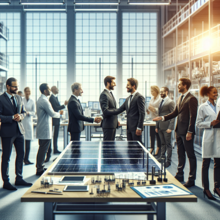 "alt_text": "Gambar sel surya dan teks: Rekor Solar Cell Tak Cukup untuk Revolusi Energi."