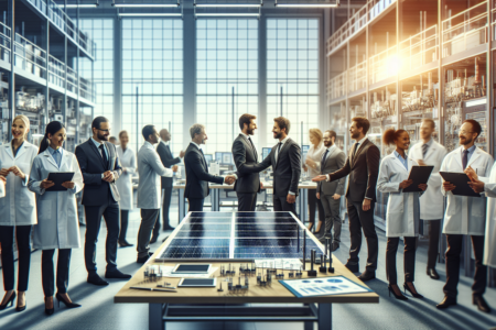 "alt_text": "Gambar sel surya dan teks: Rekor Solar Cell Tak Cukup untuk Revolusi Energi."