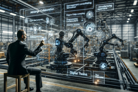 alt_text: Logo Deloitte dan Nvidia berdampingan dengan tema "Masa Depan Platform Simulasi AI".