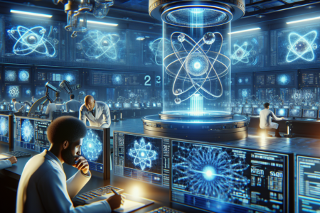 alt_text: Pusat LHC menampilkan tabrakan partikel mendekati, menunjukkan energi fisika yang intens.