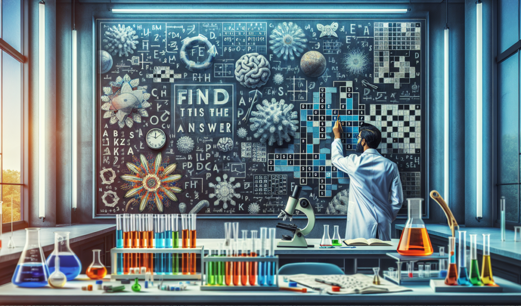 alt_text: Pekerja lab menganalisis petunjuk di ssts:entertainment:puzzles:crosswords.