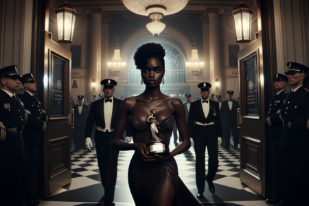 "Selebriti terkejut di Oscars, gestur kecil picu reaksi besar di penonton." Output ini dinamakan "alt_text".