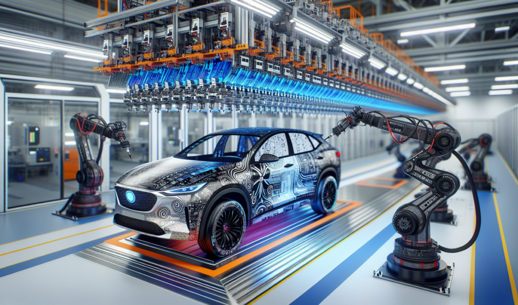 alt_text: Robot canggih mencetak komponen mobil, mengubah produksi di pabrik otomotif.