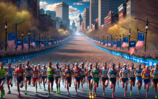 alt_text: Kerumunan besar di Boston Marathon, kesalahan perhitungan peserta dipertanyakan.