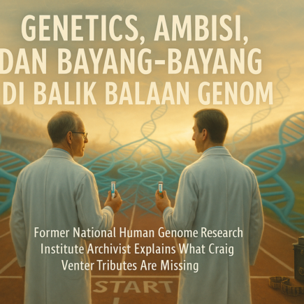 "alt_text": "Persaingan genetika: Ambisi dan tantangan dalam penelitian genom manusia."