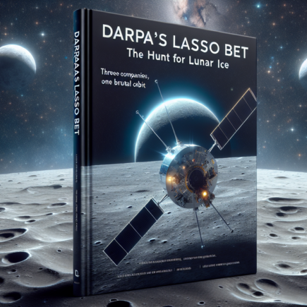 "alt_text": "Pesawat antariksa memburu es di bulan dalam misi LASSO DARPA, Orbit Brutal."