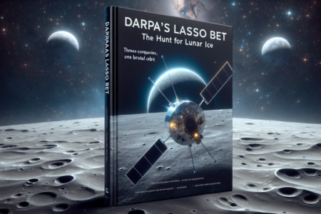 "alt_text": "Pesawat antariksa memburu es di bulan dalam misi LASSO DARPA, Orbit Brutal."