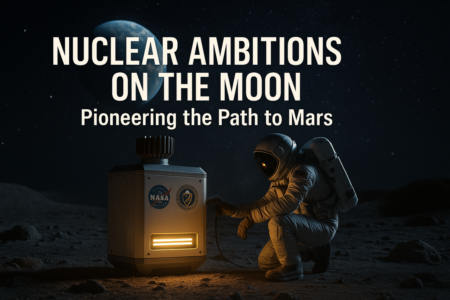 alt_text: Reaktor nuklir di Bulan mendukung langkah besar manusia menuju eksplorasi Mars.