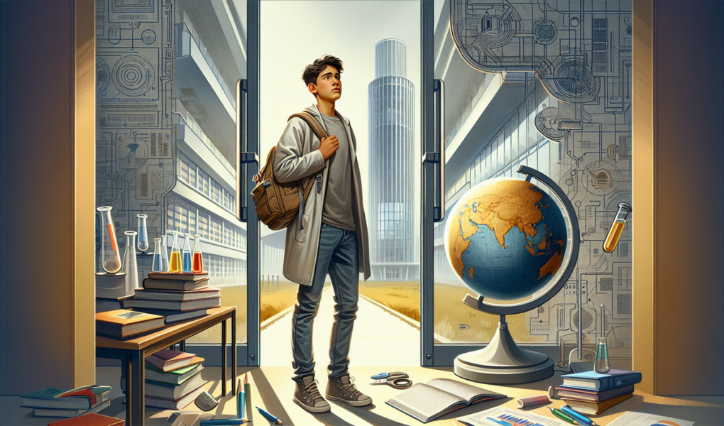 alt_text: Poster "Krisis Talenta Global" dengan ilustrasi dunia dan ikon pekerja berpindah.