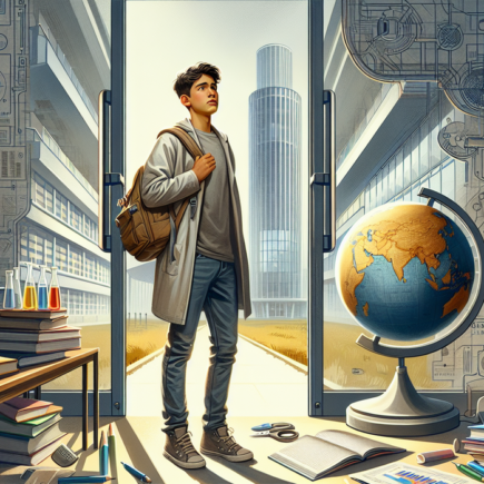 alt_text: Poster "Krisis Talenta Global" dengan ilustrasi dunia dan ikon pekerja berpindah.