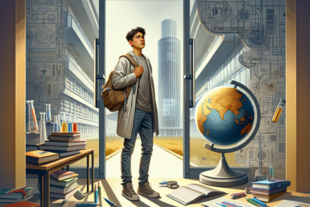 alt_text: Poster "Krisis Talenta Global" dengan ilustrasi dunia dan ikon pekerja berpindah.
