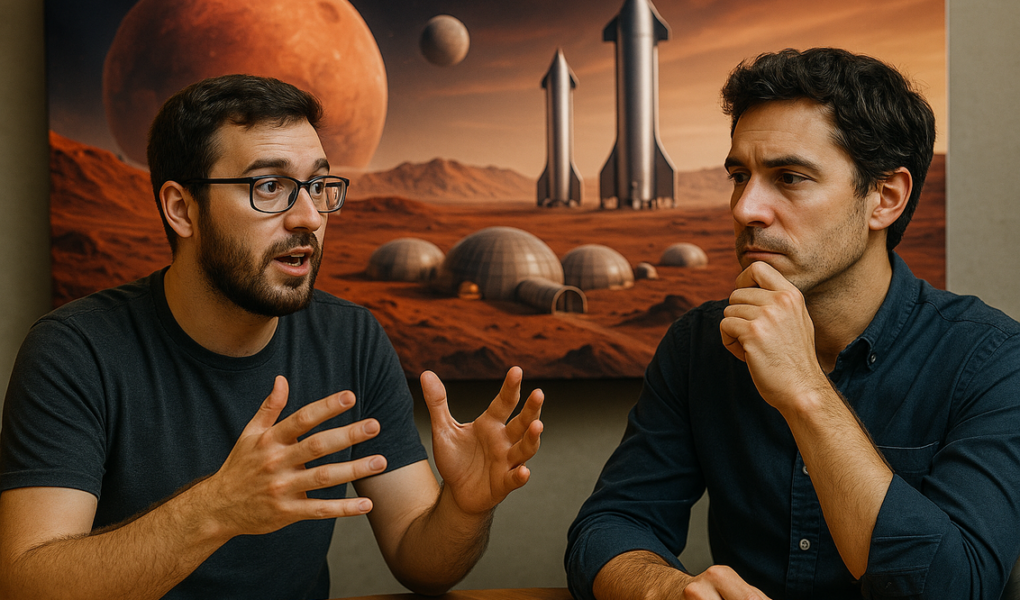 "alt_text": "Muadzin di permukaan Mars, menyeru umat manusia untuk bersatu di luar bumi."