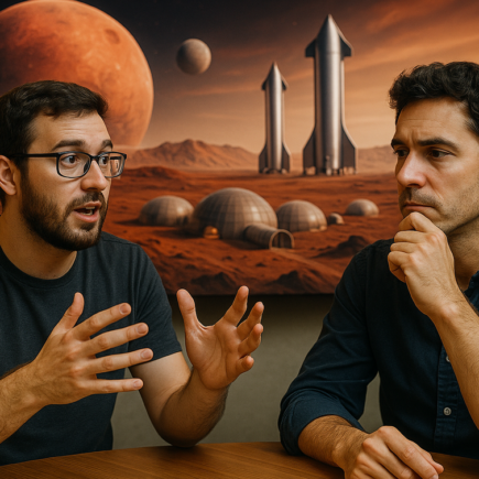 "alt_text": "Muadzin di permukaan Mars, menyeru umat manusia untuk bersatu di luar bumi."