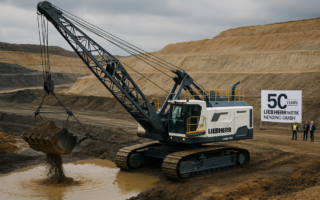 alt_text: Liebherr LMD 1200, dragline tambang besar terbaru beraksi di situs penambangan.