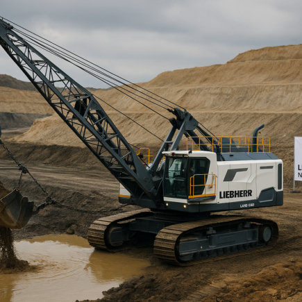 alt_text: Liebherr LMD 1200, dragline tambang besar terbaru beraksi di situs penambangan.