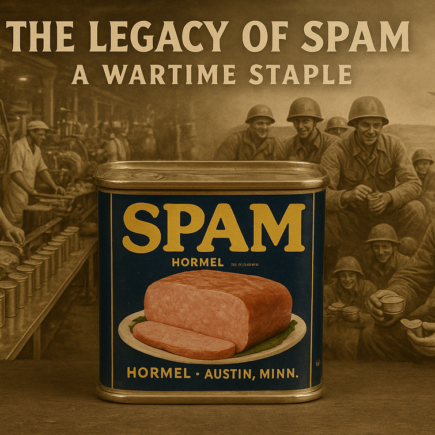 #alt_text Ilustrasi kaleng Spam menggambarkan ketegangan perang dan media di era industri makanan.